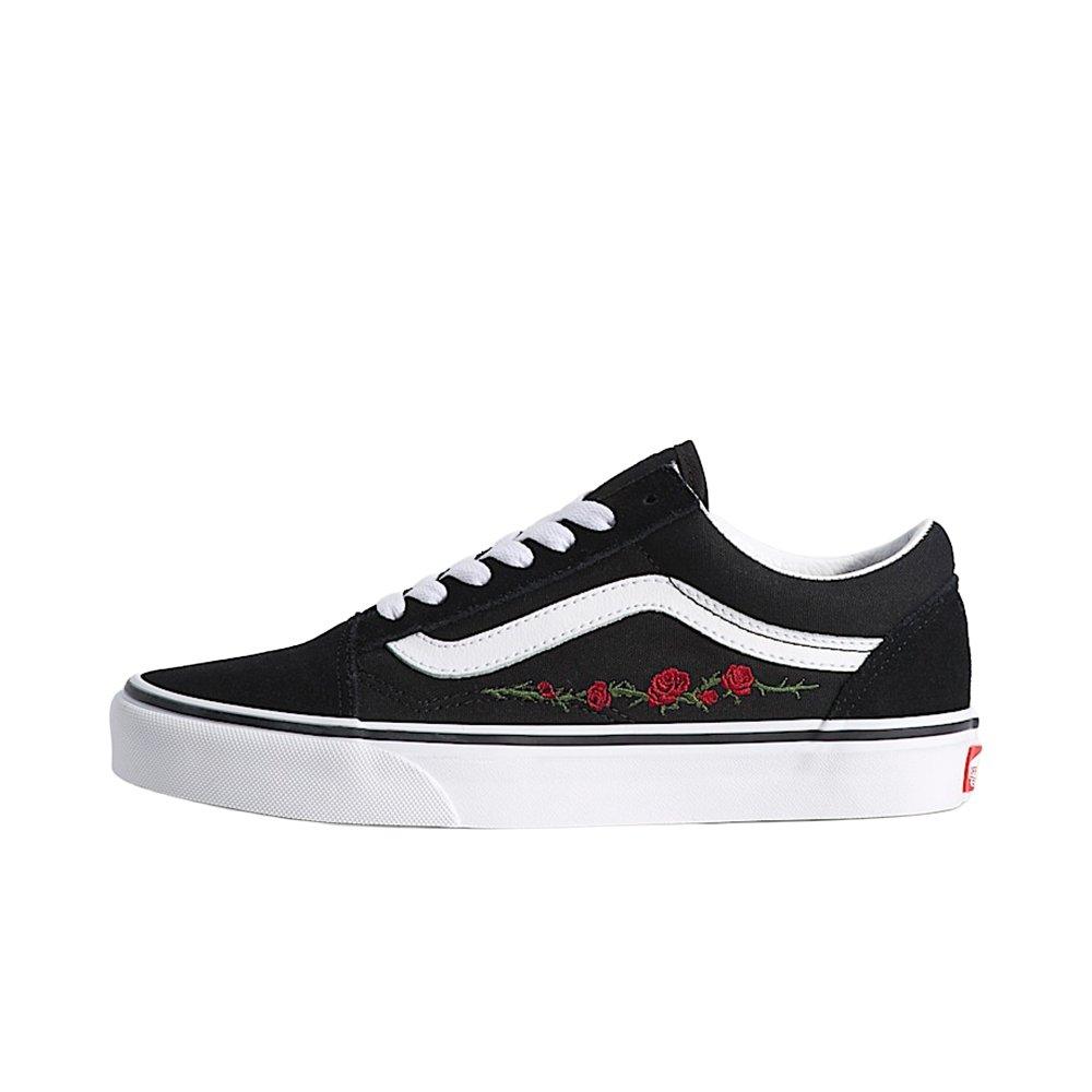 Vans Old Skool Embroidered Rose "Black/Red" Men's Shoe - BLACK/RED